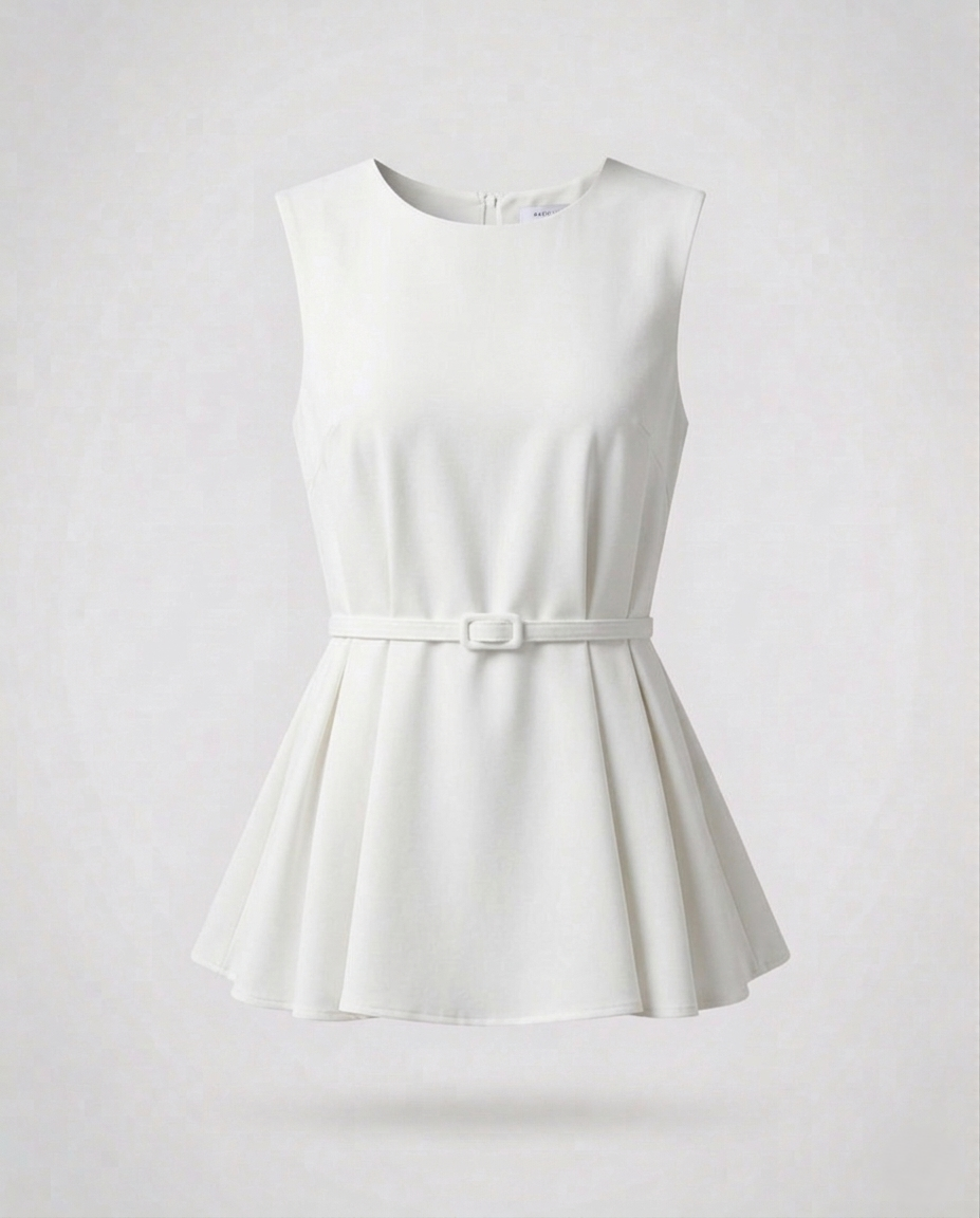 Damen Schößchen Top mit Ziergürtel