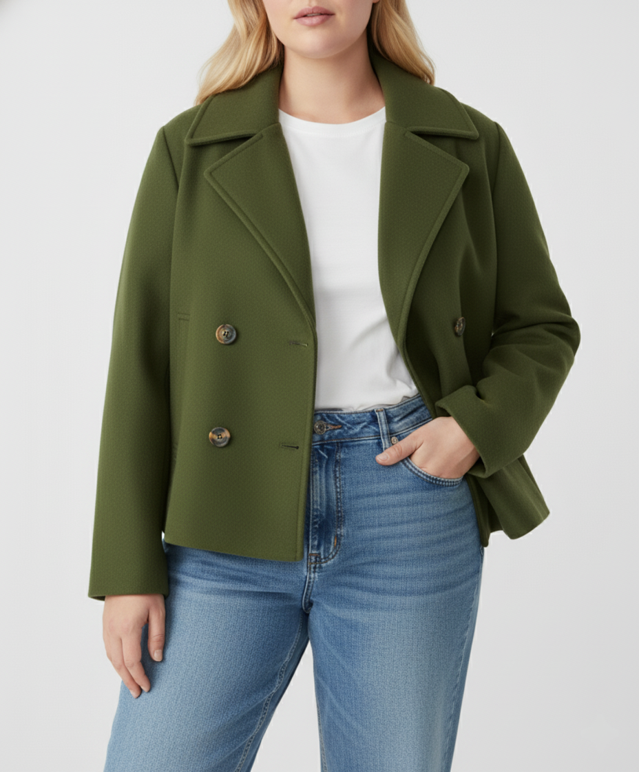 R&B | Kurzer Woll-Look Peacoat für Damen – Große Größen