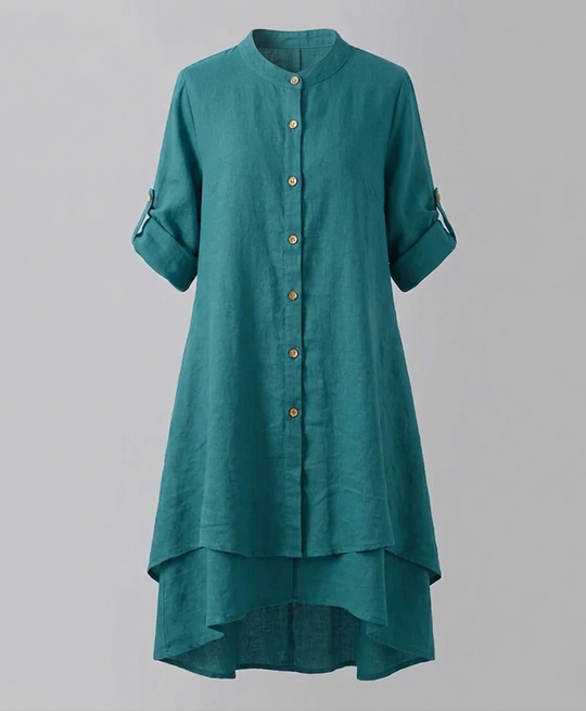Damen Chiffonbluse mit Bubikragen und doppellagigem Saum.