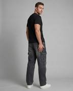 Unisex Jeans Cargohose Weit