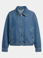 Damen Jeansjacke Oversize mit Reißverschluss