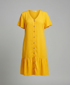 Damen Sommerkleid A-Linie Knopfleiste