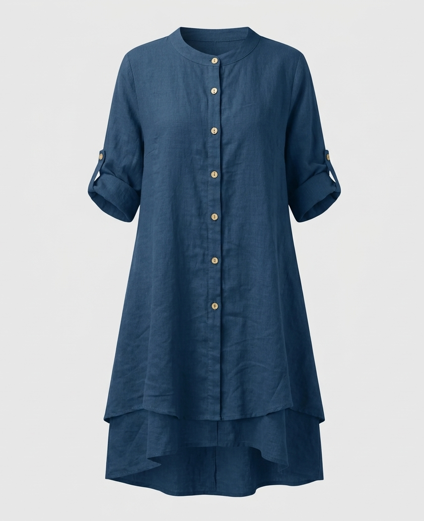 Damen Chiffonbluse mit Bubikragen und doppellagigem Saum.