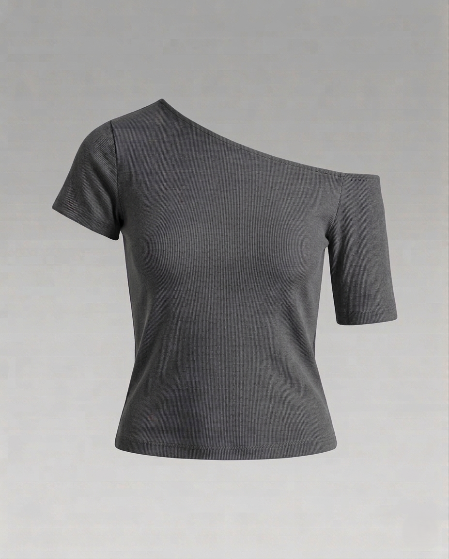 Damen Schulterfreies Jersey-Top Asymmetrisch