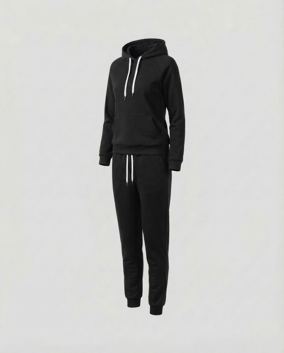Damen Kapuzen-Sweatset Angerauter Stoff