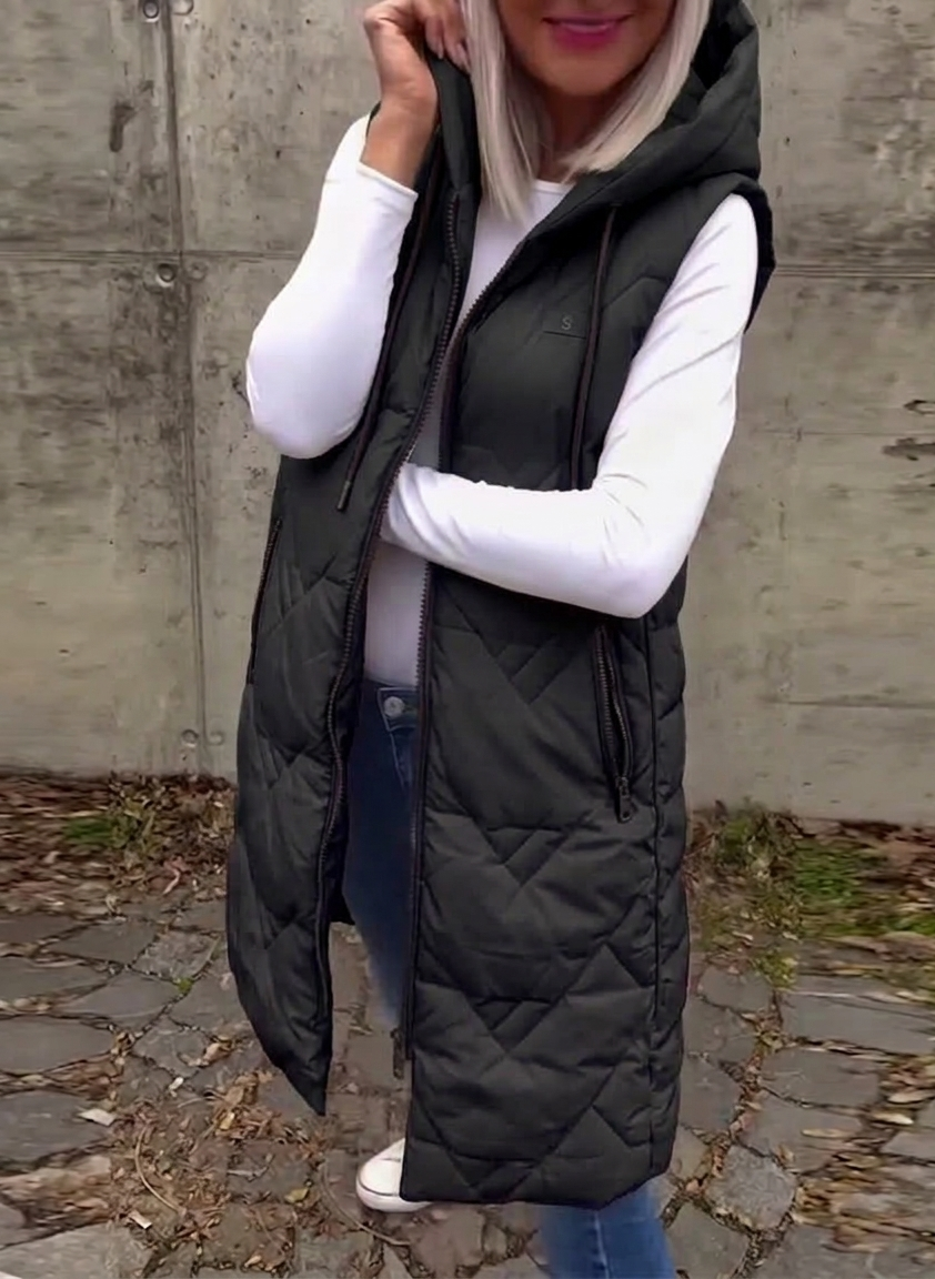 R&B | Lässige Steppjacke mit Kapuze und Reißverschluss