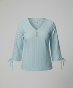 Damen Modisches Blusenshirt mit Spitzendetails und Knopfleiste R&B