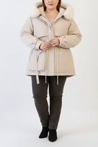 Damen Parka mit Fellkapuze & Verstellbarer Taille | Große Größen