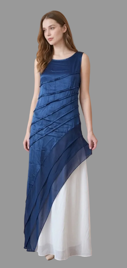 Damen Ärmelloses Chiffon Abendkleid mit Volants