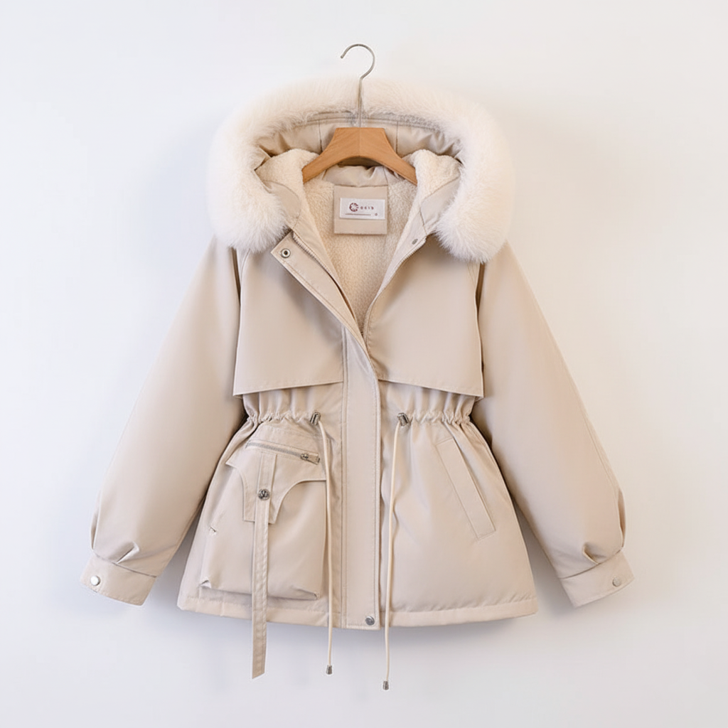Damen Parka mit Fellkapuze & Verstellbarer Taille | Große Größen