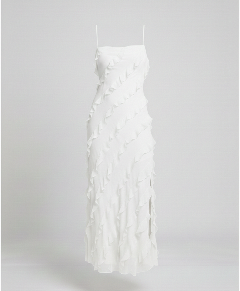 Damen Maxikleid mit Volants