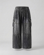 Unisex Jeans Cargohose Weit