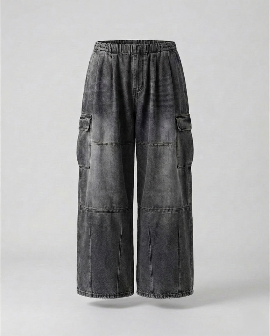 Unisex Jeans Cargohose Weit