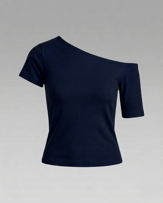 Damen Schulterfreies Jersey-Top Asymmetrisch