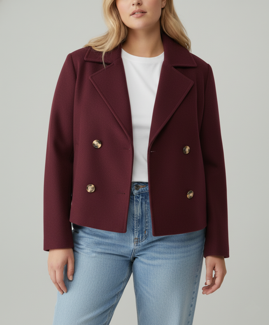 R&B | Kurzer Woll-Look Peacoat für Damen – Große Größen