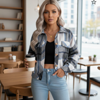 R&B | Damen Sommerjacke mit Kariertem Muster, Schick und Bequem