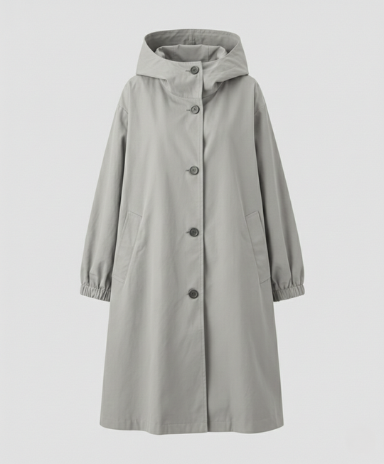 R&B | stilvolle lange Damenjacke mit Kapuze