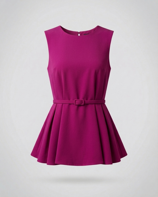 Damen Schößchen Top mit Ziergürtel