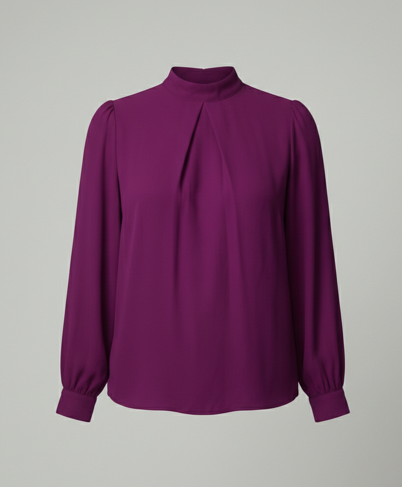 Damen elegante Bluse mit Stehkragen R&B