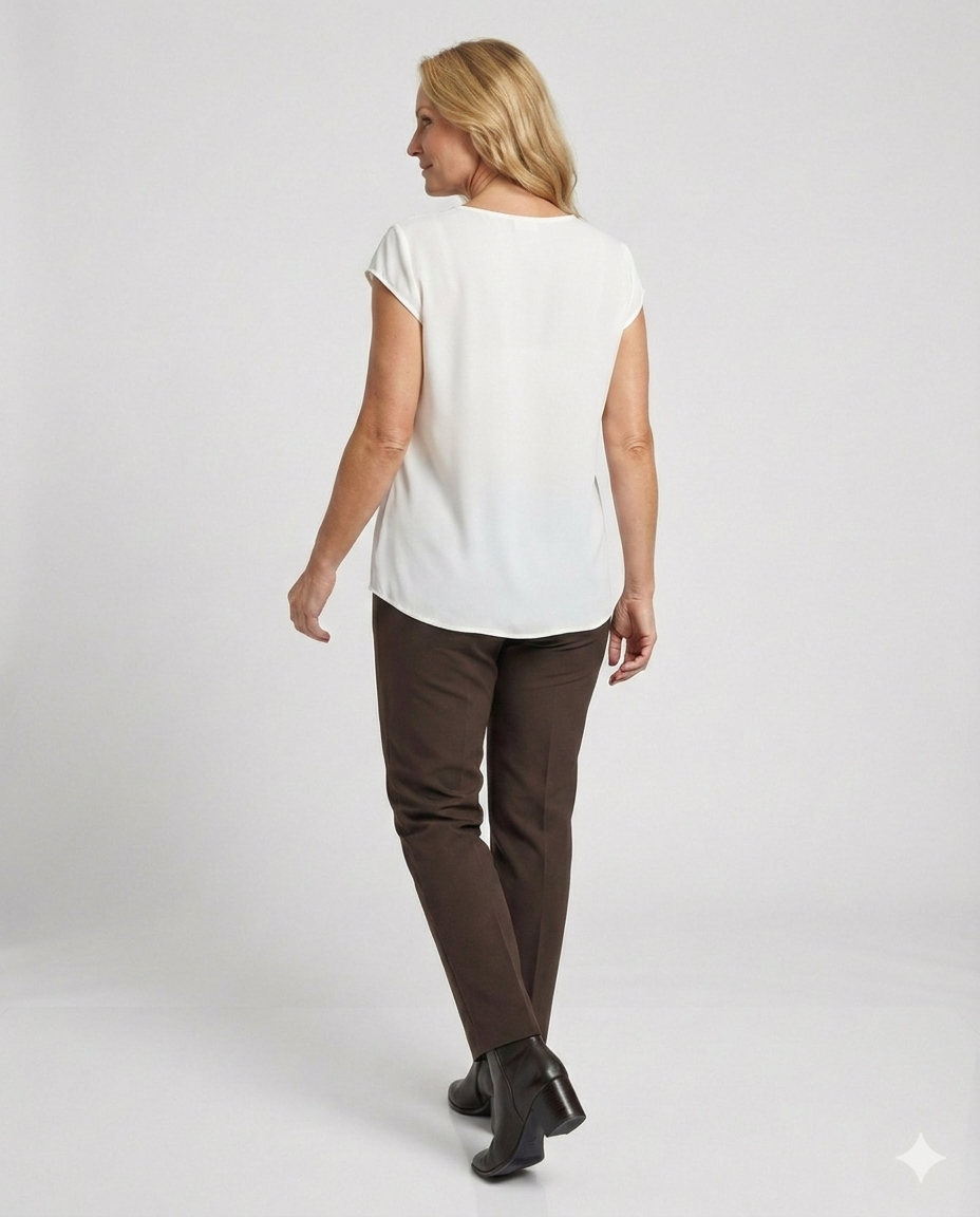 Elegante Kurzarm Bluse Damen Mit Zierfalten