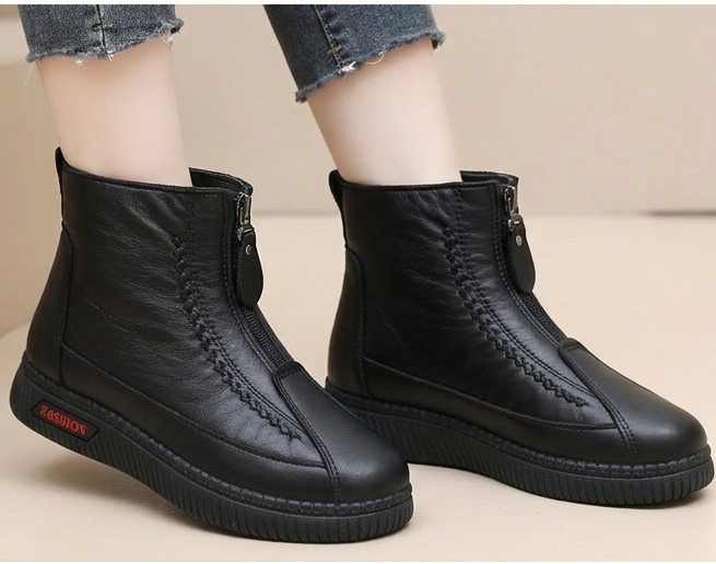 R&B | Damen Retro Pu-Leder Warme Kurze Stiefel