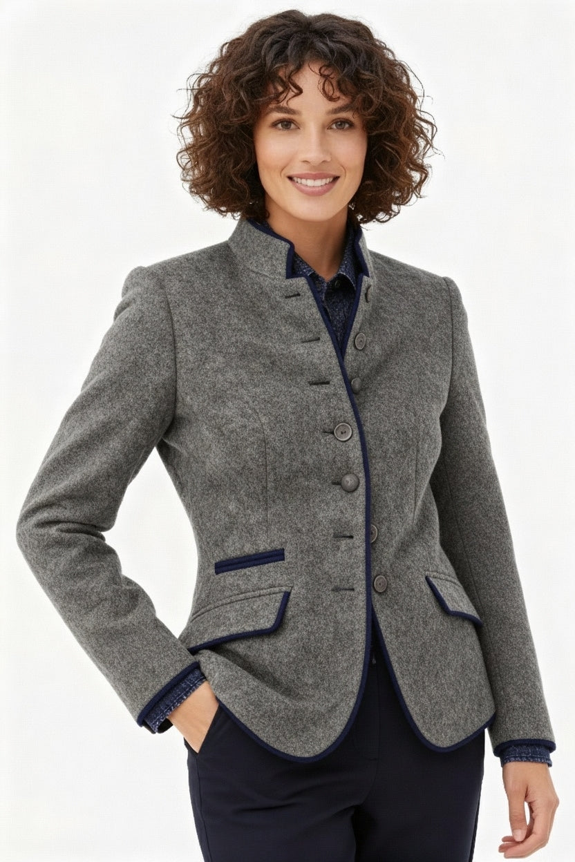 R&B | Mehrknopf Damenjacke aus Wolle mit Farbkombination