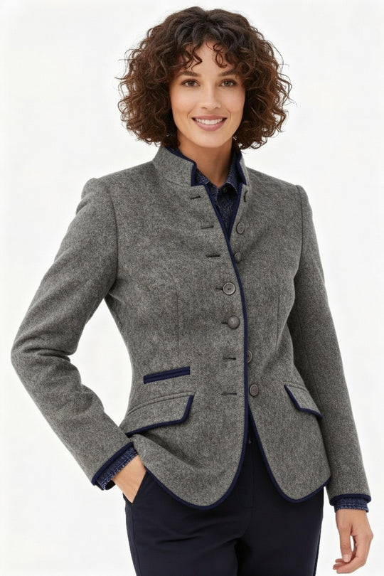 R&B | Mehrknopf Damenjacke aus Wolle mit Farbkombination