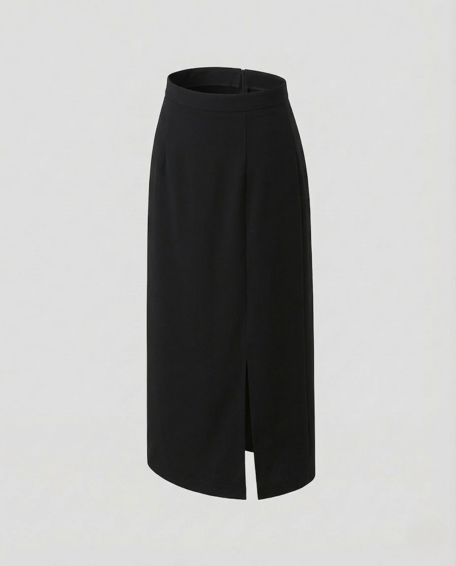 Damen Midirock Tailliert Seitenschlitz