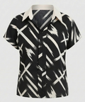 Damen Seidenimitat Blusenshirt mit Print