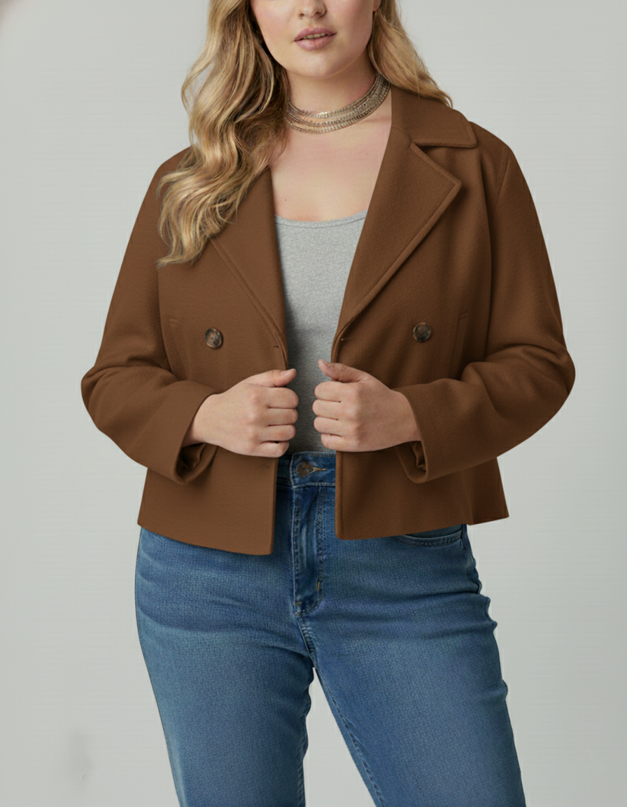 R&B | Kurzer Woll-Look Peacoat für Damen – Große Größen