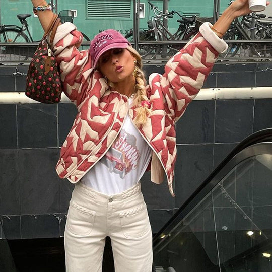 R&B | Blumenmusterjacke mit Warmer Fütterung für Damen