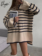 R&B | Gestreifter Rollkragenpullover
