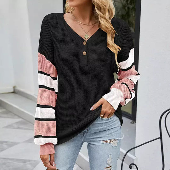 R&B | Patchwork Strickpullover im Modischen Stil