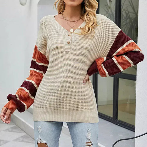 R&B | Patchwork Strickpullover im Modischen Stil