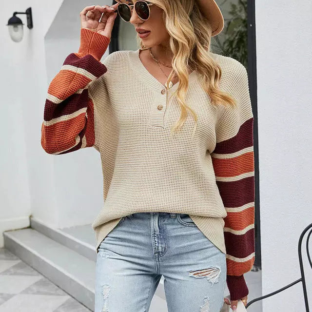 R&B | Patchwork Strickpullover im Modischen Stil