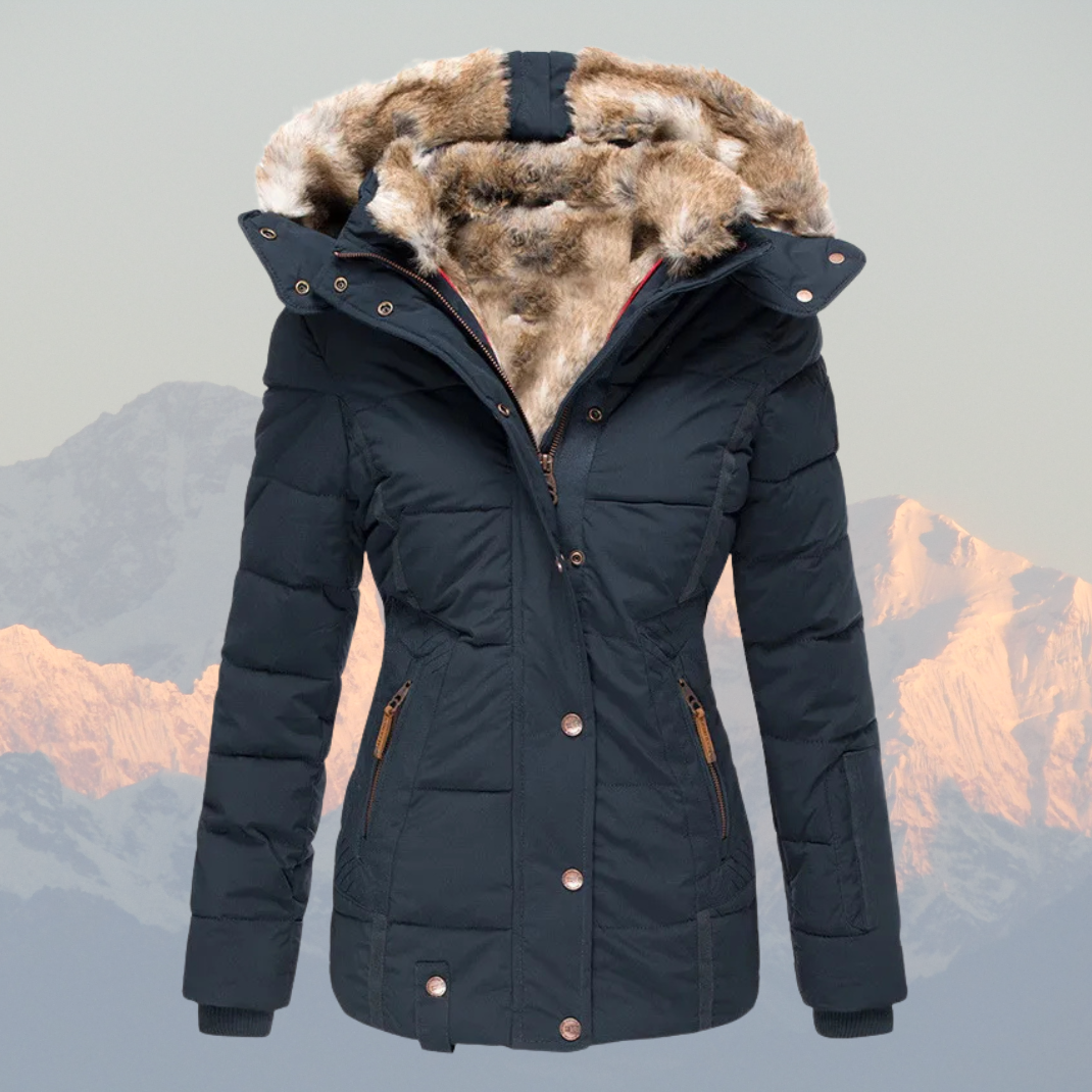 R&B | Daunen-Puffermantel mit Kapuze aus Kunstpelz Warm, Wasserdicht & Isoliert Winterjacke