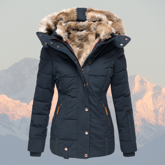 R&B | Daunen-Puffermantel mit Kapuze aus Kunstpelz Warm, Wasserdicht & Isoliert Winterjacke