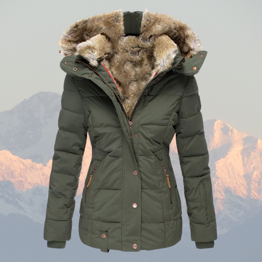 R&B | Daunen-Puffermantel mit Kapuze aus Kunstpelz Warm, Wasserdicht & Isoliert Winterjacke