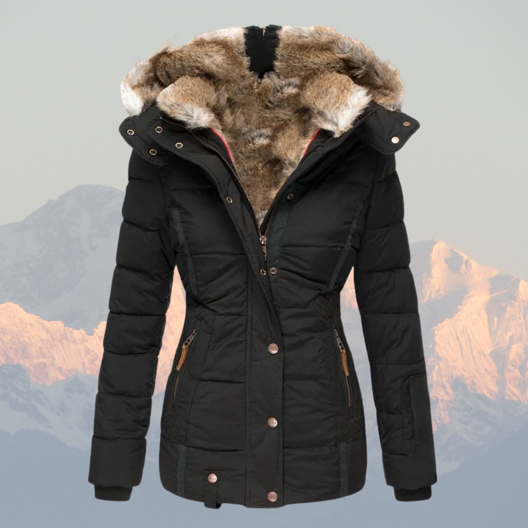 R&B | Daunen-Puffermantel mit Kapuze aus Kunstpelz Warm, Wasserdicht & Isoliert Winterjacke