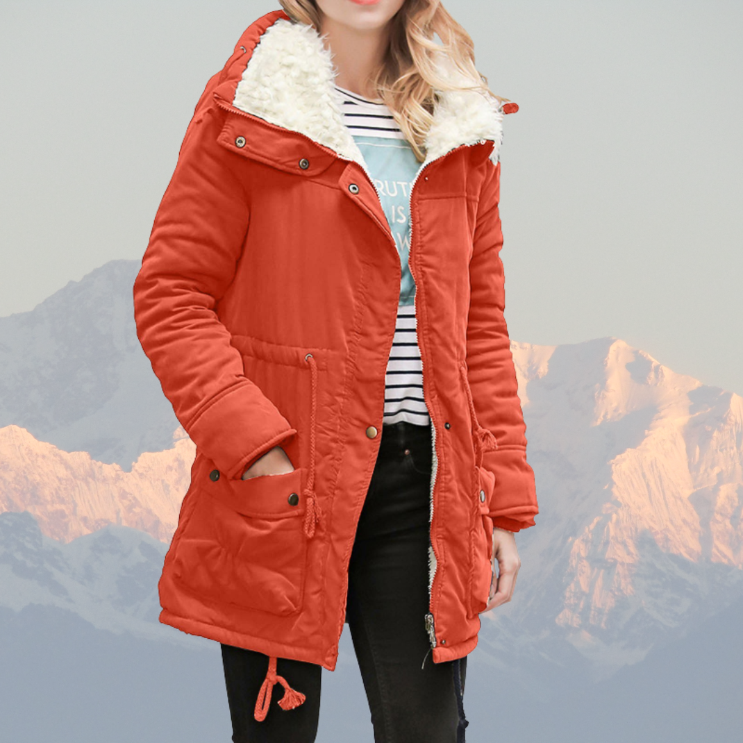 R&B | Parka-Jacke Wasserabweisend Plüschgefüttert Mit Kapuze Verstellbare Taille Mittellang