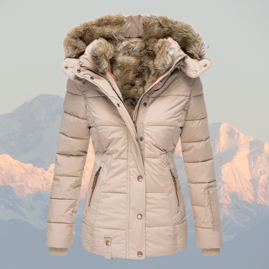 R&B | Daunen-Puffermantel mit Kapuze aus Kunstpelz Warm, Wasserdicht & Isoliert Winterjacke