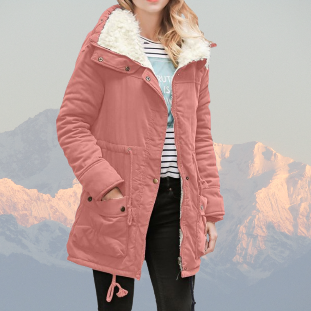 R&B | Parka-Jacke Wasserabweisend Plüschgefüttert Mit Kapuze Verstellbare Taille Mittellang