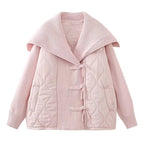 R&B | Damen Gefütterte Jacke mit Rippdetails und Breitem Kragen