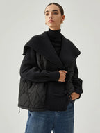 R&B | Damen Gefütterte Jacke mit Rippdetails und Breitem Kragen