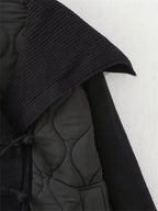 R&B | Damen Gefütterte Jacke mit Rippdetails und Breitem Kragen