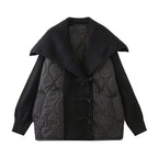 R&B | Damen Gefütterte Jacke mit Rippdetails und Breitem Kragen