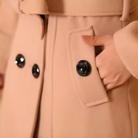 R&B | Doppelt Brechender Trenchcoat - Wollmischung - Maßgeschneiderte Passform - Kunstfellkragen
