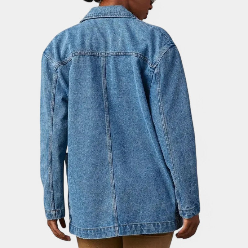R&B | Damen Denim Blazer mit Langen Ärmeln und Taschen