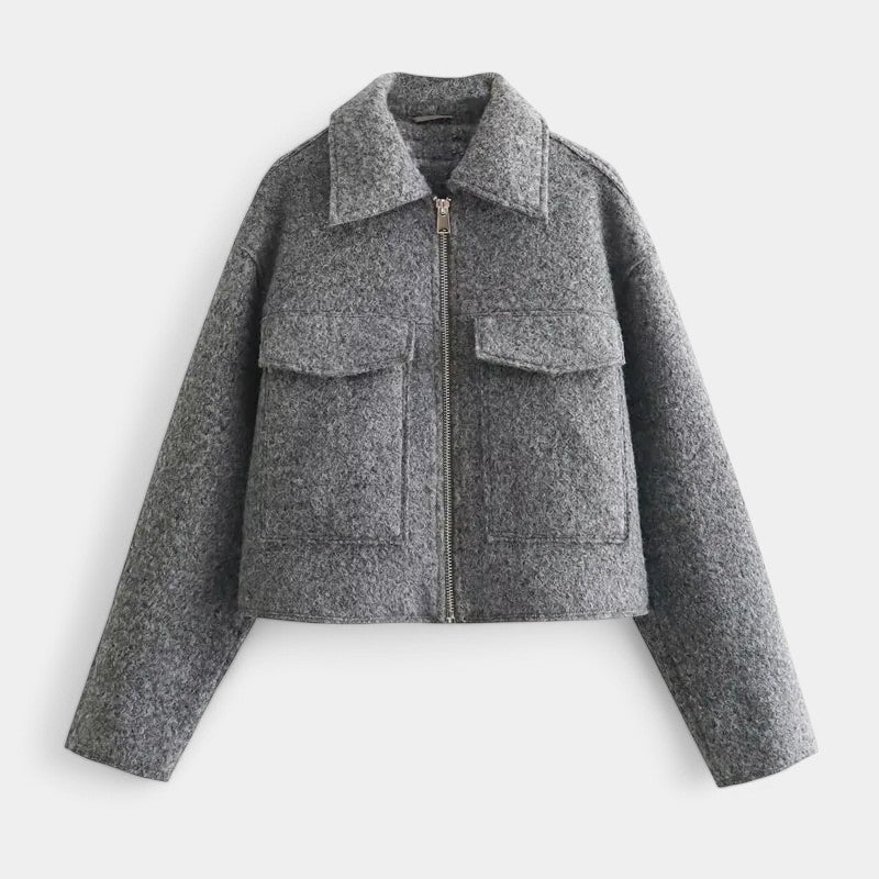 R&B | Schicke Damen Wolljacke mit Kurzer Passform und Taschendetails