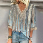 R&B | Glänzende Damen V-Ausschnitt Bluse